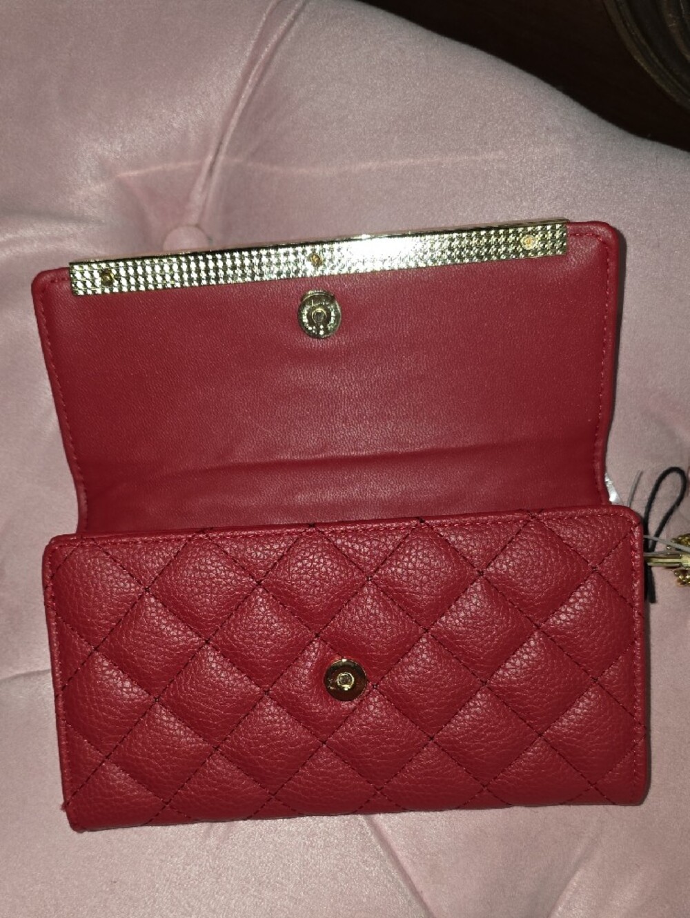 Steve Madden NEW Quilted Red Wristlet Wallet with Gold Accent